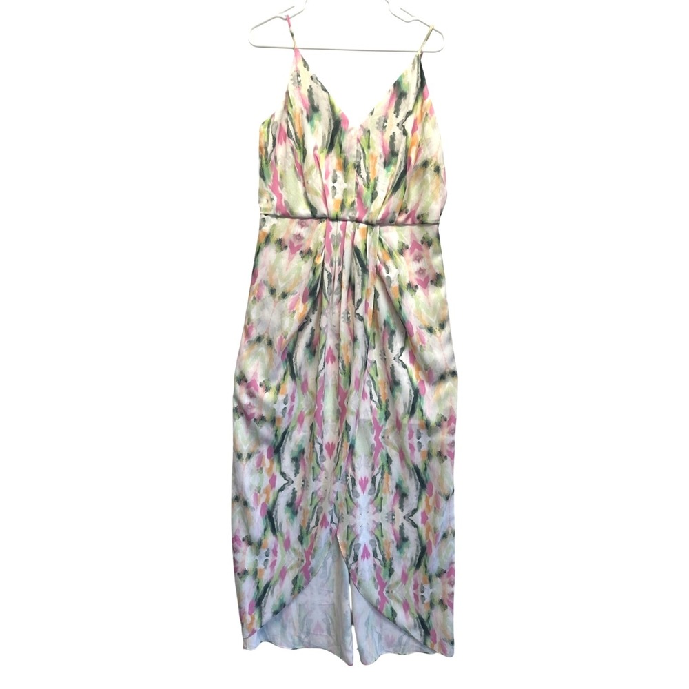 Chelsea28 Maxi Dress Watercolor Lined High Low GORGEOUS Size 4/6 Coquette